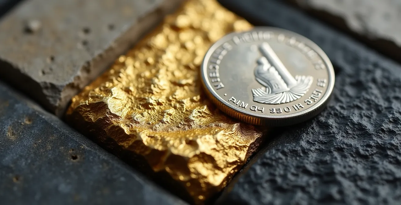 Composición visual de una cartera diversificada con diferentes activos alternativos en equilibrio