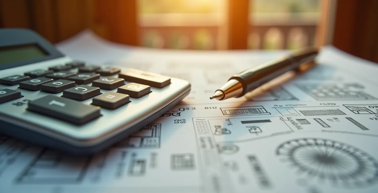 Documentos y calculadora para financiación hipotecaria sobre mesa española