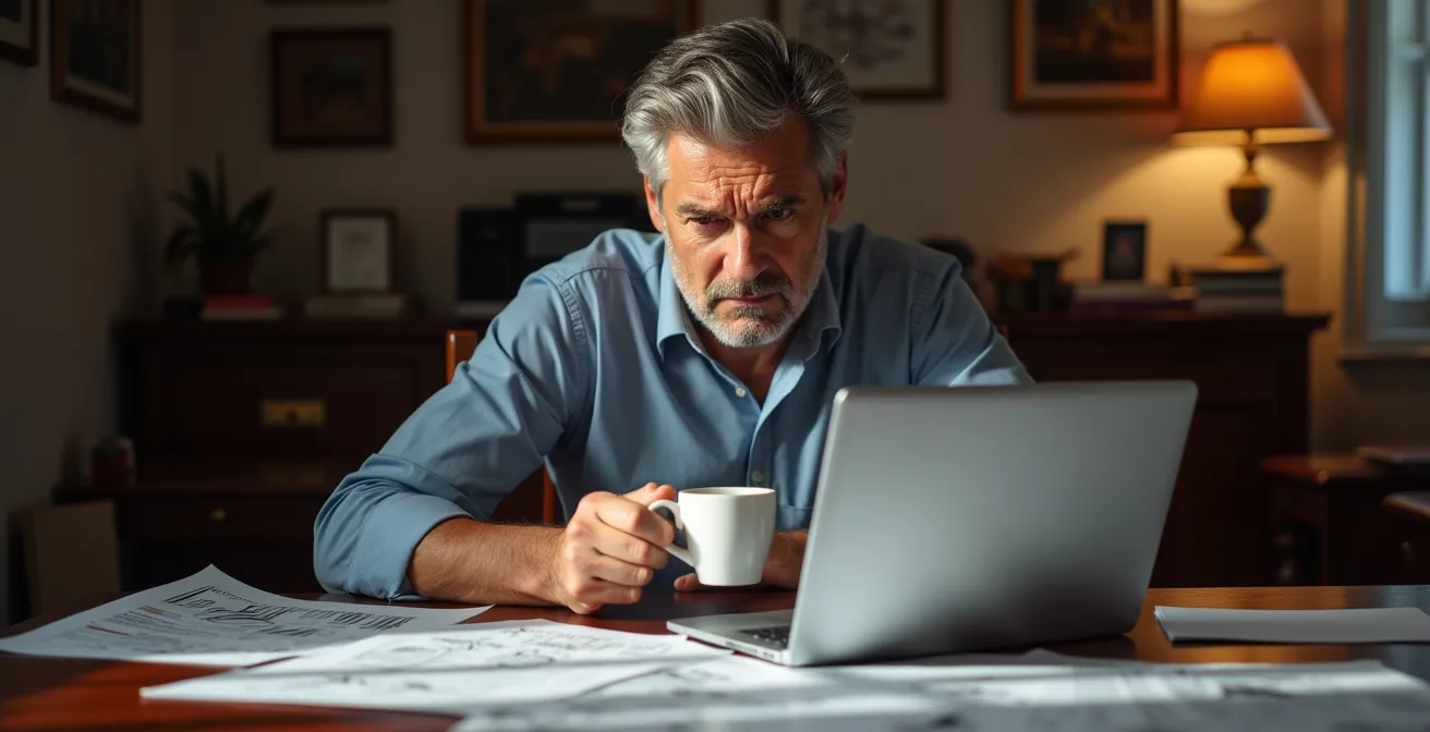 Inversor conservador experimentando ansiedad ante la volatilidad de las criptomonedas