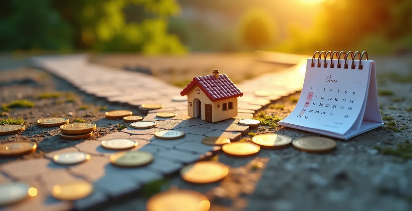 Comparación visual de dos caminos divergentes representando opciones de amortización hipotecaria