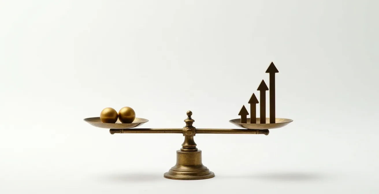 Balanza desequilibrada mostrando relación inversa entre precio de bonos y tipos de interés